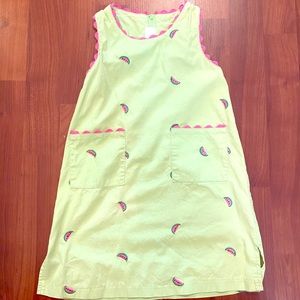 Pink and green watermelon embroidered dress